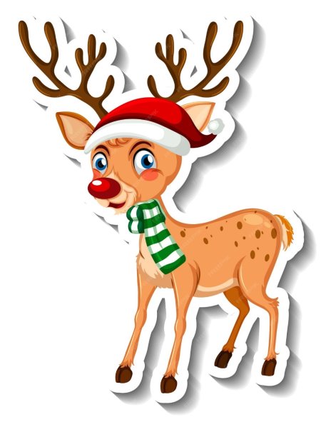 Free Vector | A sticker template with rudolph reindeer cartoon character